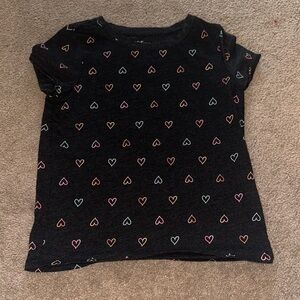 Cat & Jack Black Short Sleeve Tee with Multicolor Heart Print